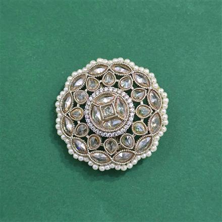 Antique Moti Brooch With Mehndi Plating