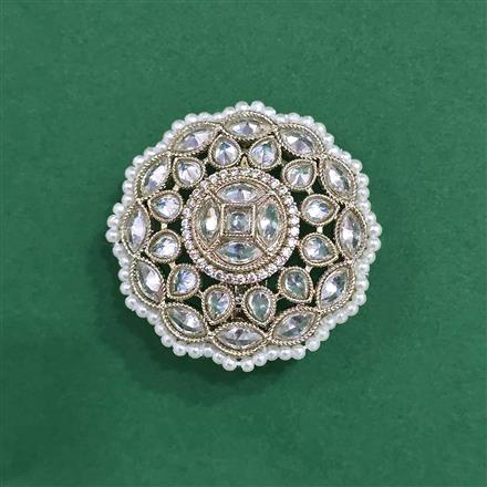 Antique Moti Brooch With Mehndi Plating