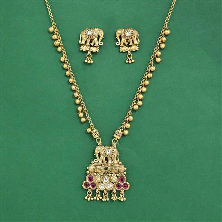 Antique Classic Pendant Set With Matte Gold Plating