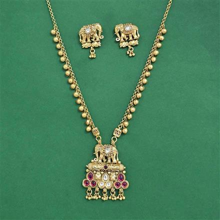 Antique Classic Pendant Set With Matte Gold Plating