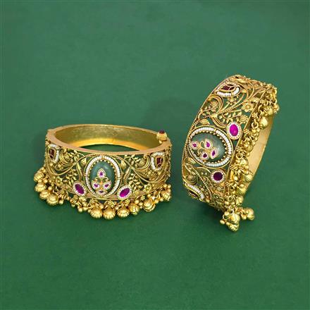 Antique Openable Bangles With Matte Gold Plating