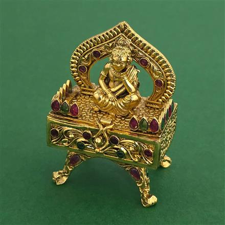 Antique Temple Sindoor Box With Matte Gold Plating