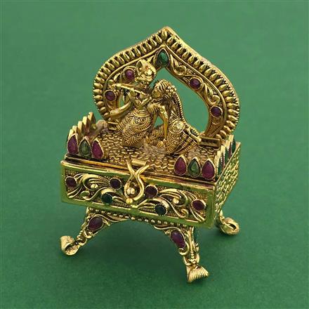 Antique Temple Sindoor Box With Matte Gold Plating