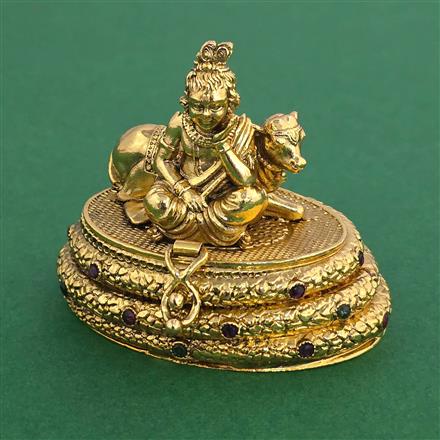 Antique Temple Sindoor Box With Matte Gold Plating