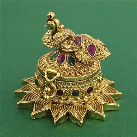 Antique Classic Sindoor Box With Matte Gold Plating