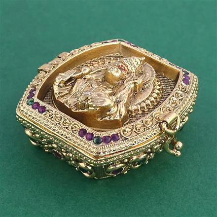 Antique Temple Sindoor Box With Matte Gold Plating