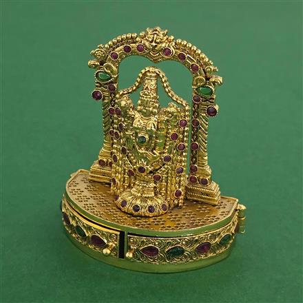 Antique Temple Sindoor Box With Matte Gold Plating