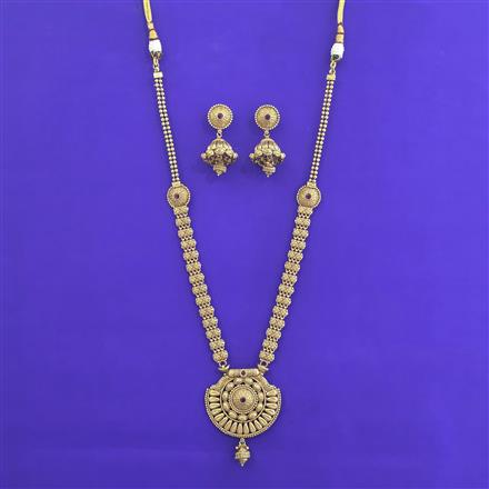 Antique Long Necklace With Matte Gold Plating