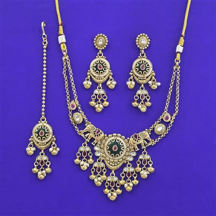 Antique Moti Necklace With Gold Plating