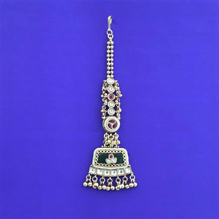 Antique Moti Tikka With Matte Gold Plating