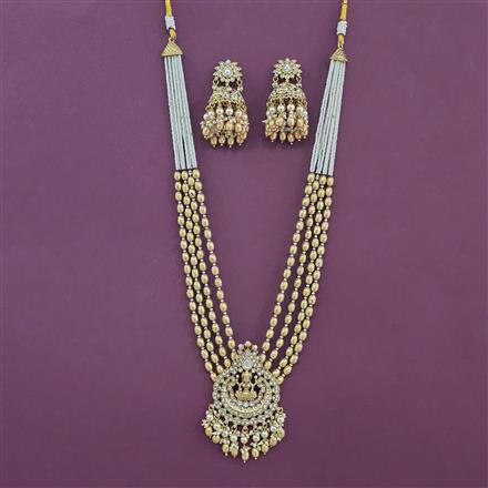 Antique Temple Pendant Set With Matte Gold Plating