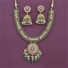 Antique Moti Necklace Set With Matte Gold Plating