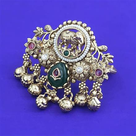 Antique Adjustable Ring With Matte Gold Plating