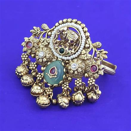 Antique Adjustable Ring With Matte Gold Plating