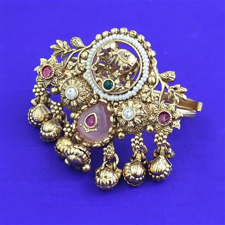 Antique Adjustable Ring With Matte Gold Plating