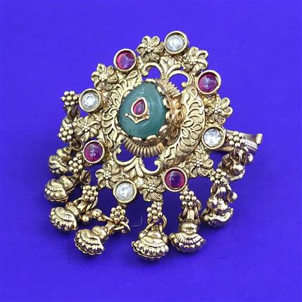 Antique Adjustable Ring With Matte Gold Plating