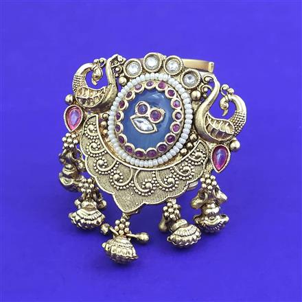 Antique Adjustable Ring With Matte Gold Plating