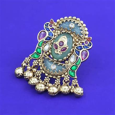 Antique Adjustable Ring With Matte Gold Plating