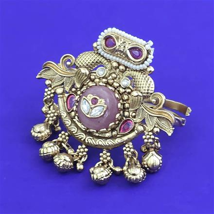 Antique Adjustable Ring With Matte Gold Plating
