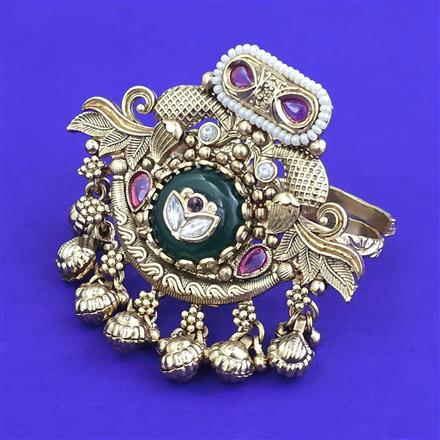 Antique Adjustable Ring With Matte Gold Plating