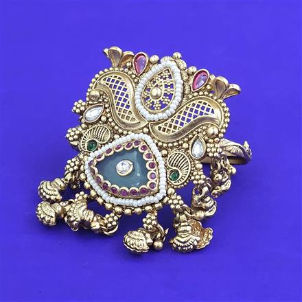 Antique Adjustable Ring With Matte Gold Plating