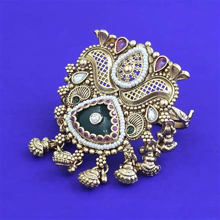 Antique Adjustable Ring With Matte Gold Plating