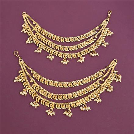 Antique Moti Ear Chain With Gold Plating