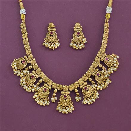 Antique Classic Necklace Set With Matte Gold Plating