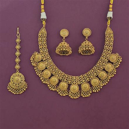 Buy Antique Plain Matte Gold Necklace Set With Matte Gold Plating ...