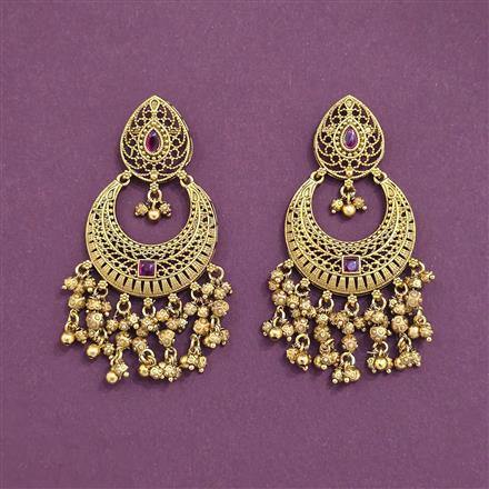 Antique Moti Earring With Matte Gold Plating