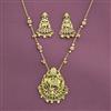 Antique Temple Pendant Set With Matte Gold Plating