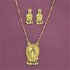 Antique Temple Pendant Set With Matte Gold Plating
