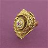 Antique Adjustable Ring With Matte Gold Plating