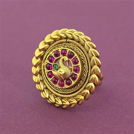 Antique Adjustable Ring With Matte Gold Plating
