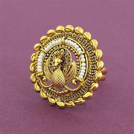Antique Adjustable Ring With Matte Gold Plating