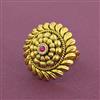 Antique Adjustable Ring With Matte Gold Plating