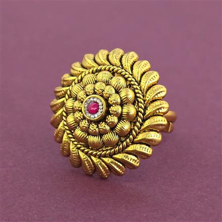 Antique Adjustable Ring With Matte Gold Plating
