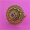 Antique Adjustable Ring With Matte Gold Plating