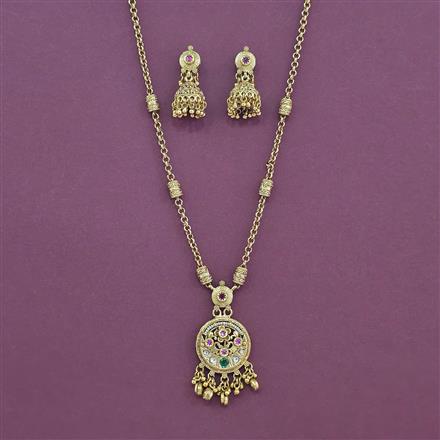 Antique Moti Pendant Set With Gold Plating