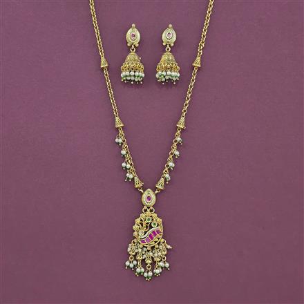 Antique Moti Pendant Set With Gold Plating