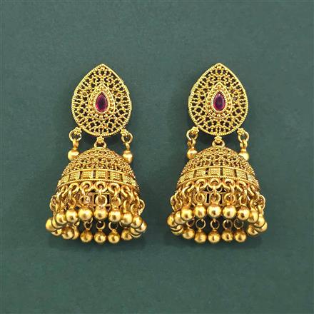 Antique Jhumki With Matte Gold Plating