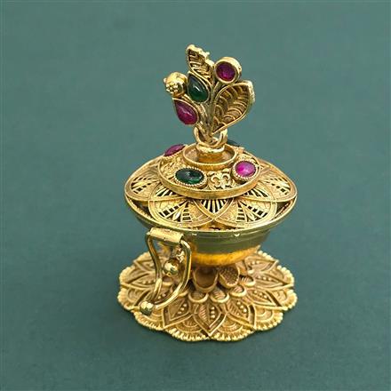 Antique Classic Sindoor Box With Matte Gold Plating