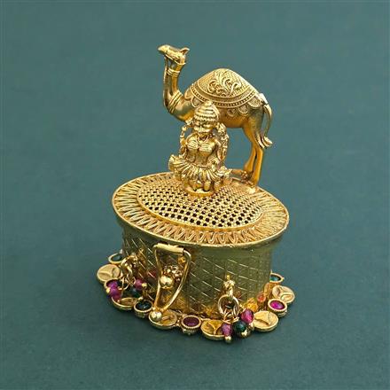 Antique Temple Sindoor Box With Matte Gold Plating