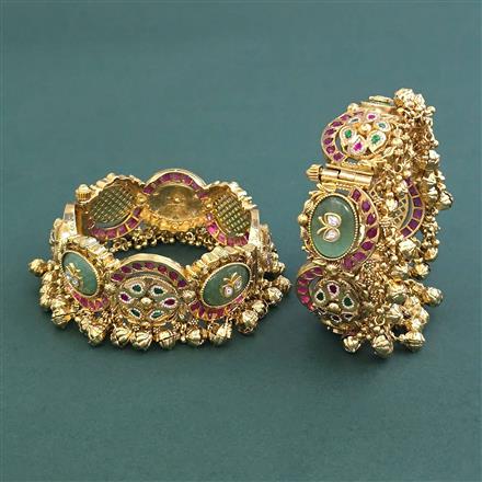 Antique Openable Bangles With Matte Gold Plating