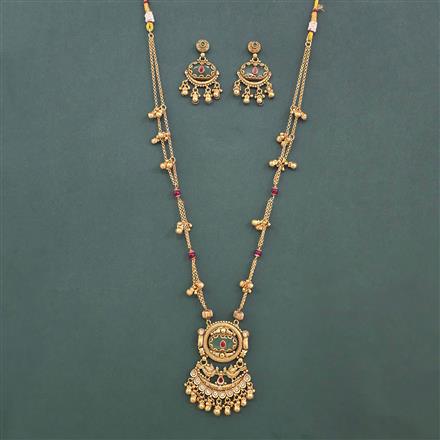 Antique Classic Pendant Set With Matte Gold Plating