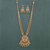 Antique Long Necklace With Matte Gold Plating