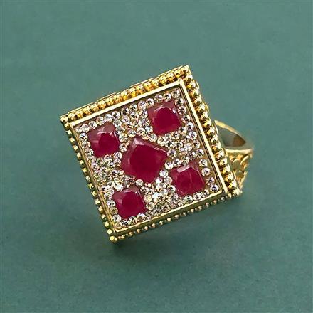 Antique Adjustable Ring With Matte Gold Plating