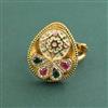 Antique Adjustable Ring With Matte Gold Plating