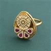 Antique Adjustable Ring With Matte Gold Plating