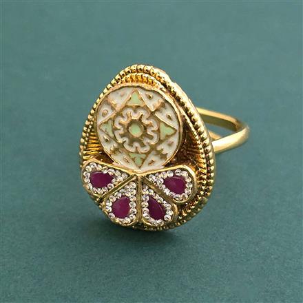 Antique Adjustable Ring With Matte Gold Plating